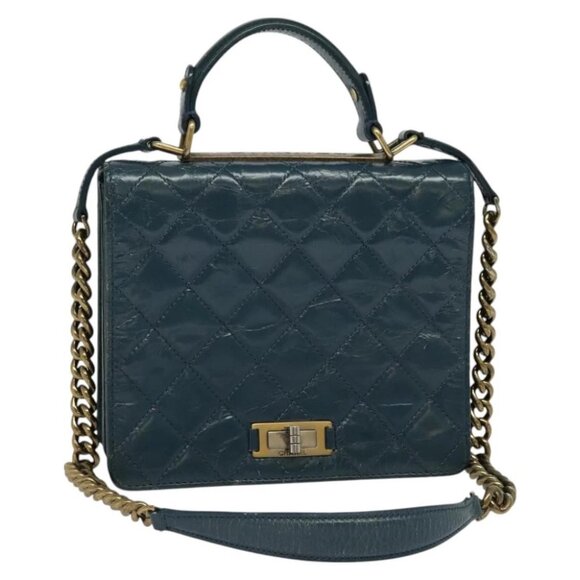 CHANEL Matelasse Chain Shoulder Bag Leather 2way Green Gold CC Auth 125767 - Picture 1 of 14